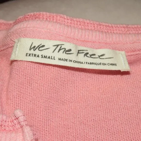 Free People Pink Military Mix Studded Henley Long Sleeve Top - Picture 10 of 12